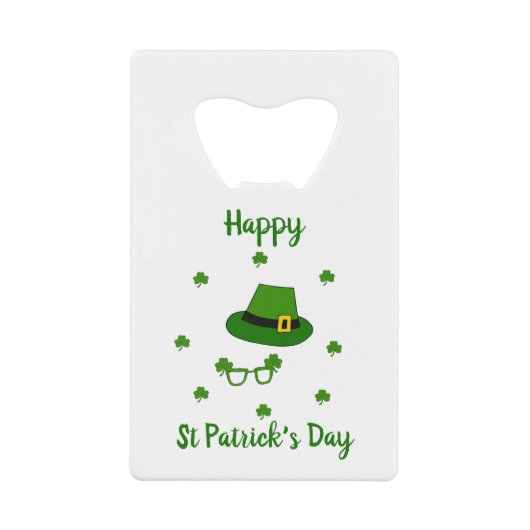 Minimalistisch Cute Happy St Patrick's Day Creditkaart Flessenopener (Voorkant)