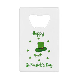 Minimalistisch Cute Happy St Patrick's Day Creditkaart Flessenopener