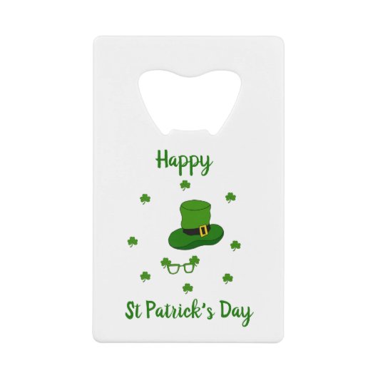 Minimalistisch Cute Happy St Patrick's Day Creditkaart Flessenopener (Voorkant)