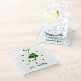Minimalistisch Cute Happy St Patrick's Day Glazen Onderzetter