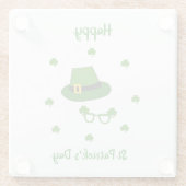 Minimalistisch Cute Happy St Patrick's Day Glazen Onderzetter (Achterkant)