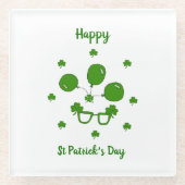 Minimalistisch Cute Happy St Patrick's Day Glazen Onderzetter (Voorkant)
