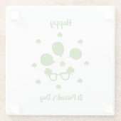 Minimalistisch Cute Happy St Patrick's Day Glazen Onderzetter (Achterkant)