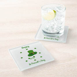 Minimalistisch Cute Happy St Patrick's Day Glazen Onderzetter
