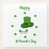 Minimalistisch Cute Happy St Patrick's Day Glazen Onderzetter (Voorkant)