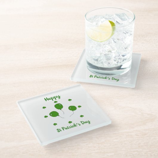 Minimalistisch Cute Happy St Patrick's Day Glazen Onderzetter (Schuin)