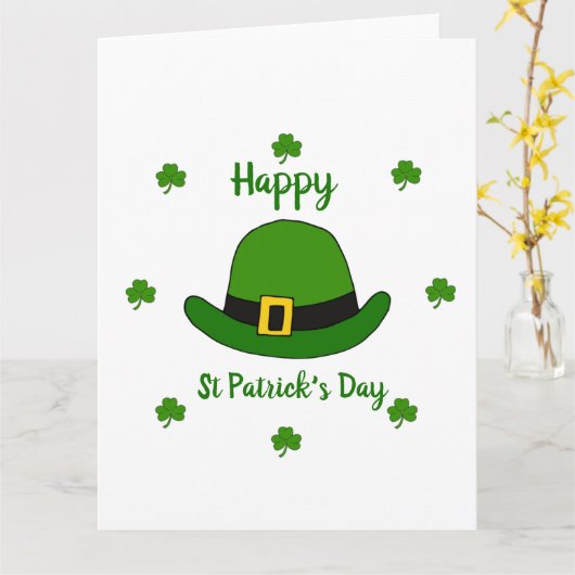 Minimalistisch Cute Happy St Patrick's Day Kaart (Gele Bloem)