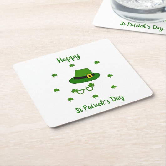 Minimalistisch Cute Happy St Patrick's Day Kartonnen Onderzetters (Schuin)