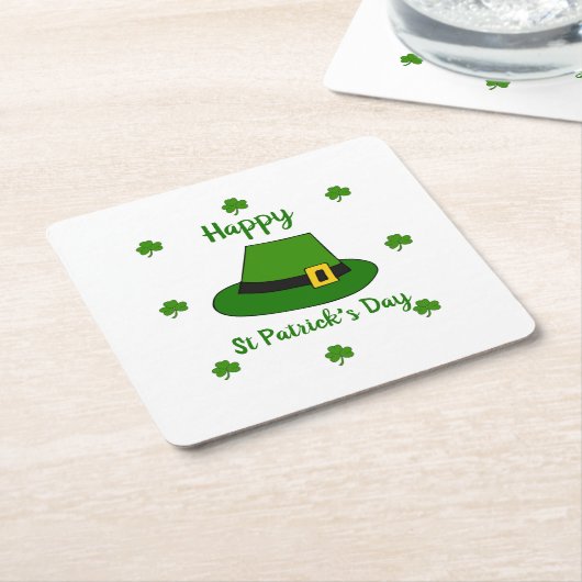 Minimalistisch Cute Happy St Patrick's Day Kartonnen Onderzetters (Schuin)