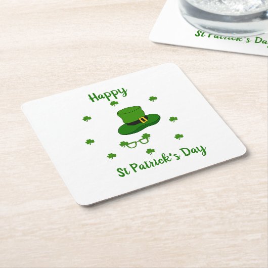 Minimalistisch Cute Happy St Patrick's Day Kartonnen Onderzetters (Schuin)
