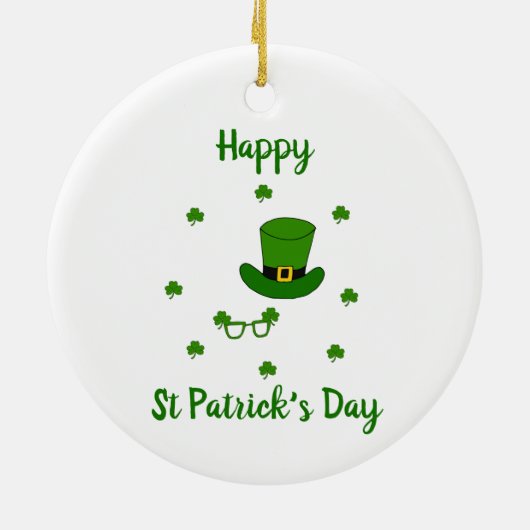 Minimalistisch Cute Happy St Patrick's Day Keramisch Ornament (Achterkant)