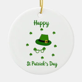 Minimalistisch Cute Happy St Patrick's Day Keramisch Ornament