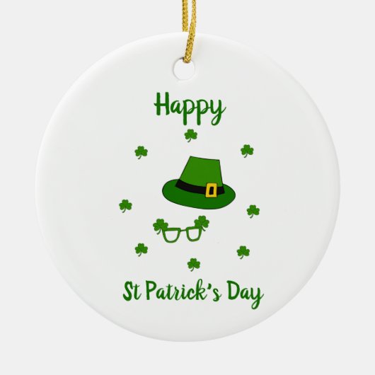 Minimalistisch Cute Happy St Patrick's Day Keramisch Ornament (Voorkant)