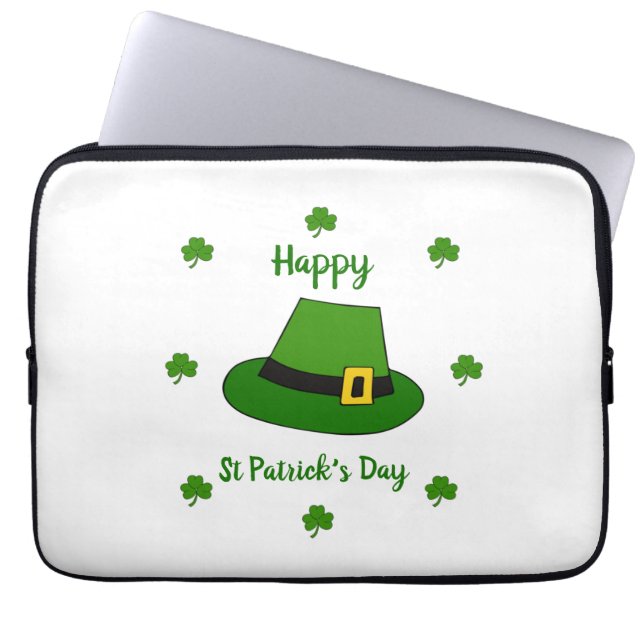 Minimalistisch Cute Happy St Patrick's Day Laptop Sleeve (Voorkant)