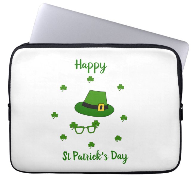 Minimalistisch Cute Happy St Patrick's Day Laptop Sleeve (Voorkant)