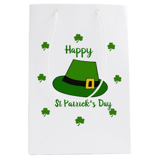 Minimalistisch Cute Happy St Patrick's Day Medium Cadeauzakje (Voorkant)