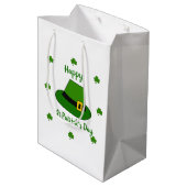 Minimalistisch Cute Happy St Patrick's Day Medium Cadeauzakje (Achterkant Gekanteld)