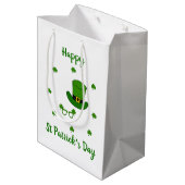Minimalistisch Cute Happy St Patrick's Day Medium Cadeauzakje (Achterkant Gekanteld)