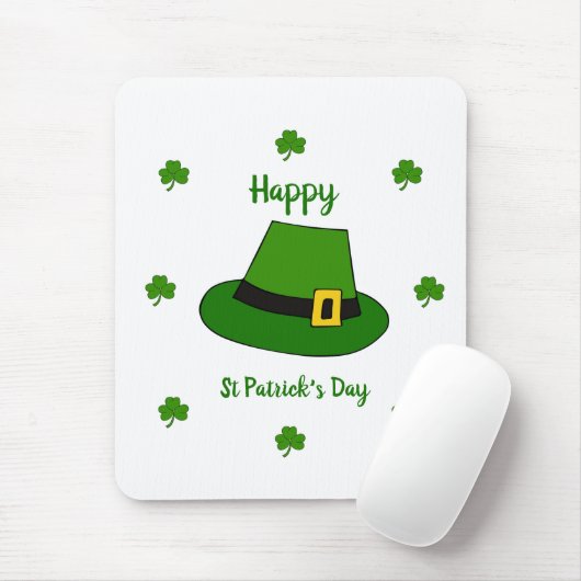 Minimalistisch Cute Happy St Patrick's Day Muismat (Met muis)