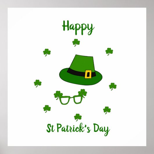 Minimalistisch Cute Happy St Patrick's Day Poster (Voorkant)