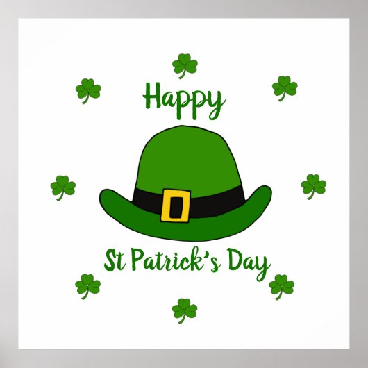 Minimalistisch Cute Happy St Patrick's Day Poster (Voorkant)