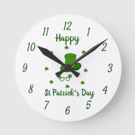 Minimalistisch Cute Happy St Patrick's Day Ronde Klok