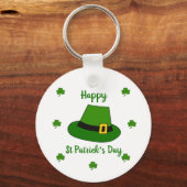 Minimalistisch Cute Happy St Patrick's Day Sleutelhanger (Voorkant)