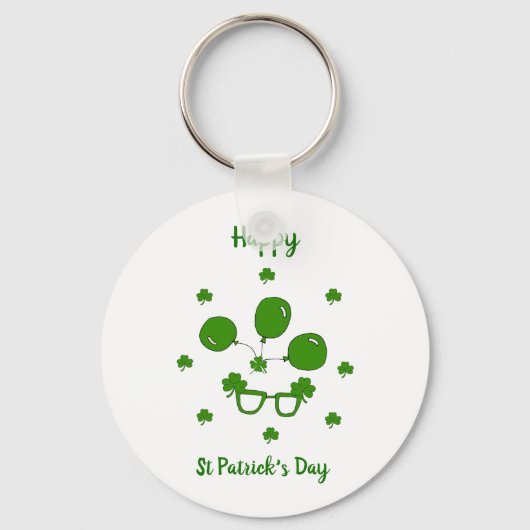 Minimalistisch Cute Happy St Patrick's Day Sleutelhanger (Voorkant)