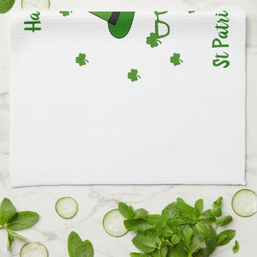 Minimalistisch Cute Happy St Patrick's Day Theedoek (Gevouwen)