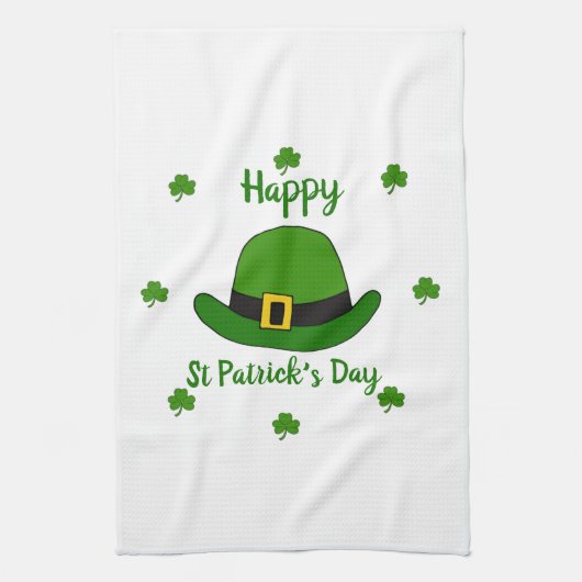 Minimalistisch Cute Happy St Patrick's Day Theedoek (Verticaal)