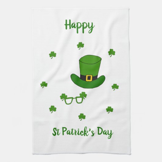 Minimalistisch Cute Happy St Patrick's Day Theedoek (Verticaal)