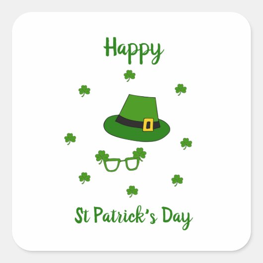 Minimalistisch Cute Happy St Patrick's Day Vierkante Sticker (Voorkant)