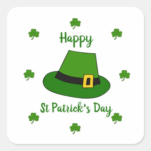 Minimalistisch Cute Happy St Patrick's Day Vierkante Sticker (Voorkant)