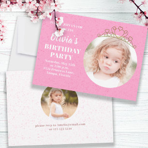 Minimalistisch Cute Princess Tiara Birthday Whimsi Kaart