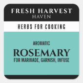 Minimalistisch cyaan kruid vierkante sticker (Voorkant)