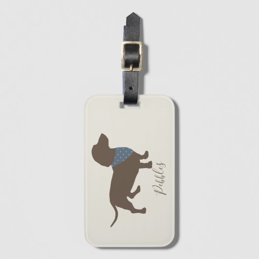 Minimalistisch Dachshund Silhouette met de naam va Bagagelabel (Voorkant (verticaal))