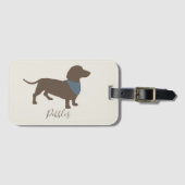 Minimalistisch Dachshund Silhouette met de naam va Bagagelabel (Voorkant (horizontaal))