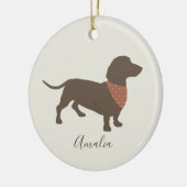 Minimalistisch Dachshund Silhouette met de naam va Keramisch Ornament (Links)