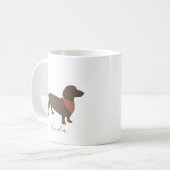 Minimalistisch Dachshund Silhouette met de naam va Koffiemok (Voorkant links)