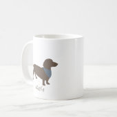 Minimalistisch Dachshund Silhouette met de naam va Koffiemok (Voorkant links)