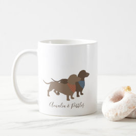 Minimalistisch Dachshund Silhouettes en namen van  Koffiemok
