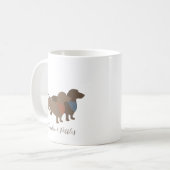 Minimalistisch Dachshund Silhouettes en namen van  Koffiemok (Voorkant links)