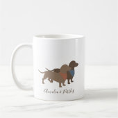Minimalistisch Dachshund Silhouettes en namen van  Koffiemok (Links)