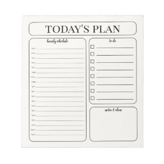 Minimalistisch dagplanner notitieblok | Uurlijkse