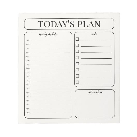 Minimalistisch dagplanner notitieblok | Uurlijkse (Voorkant)
