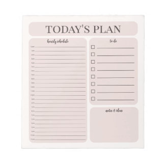 Minimalistisch dagplanner notitieblok | Uurlijkse