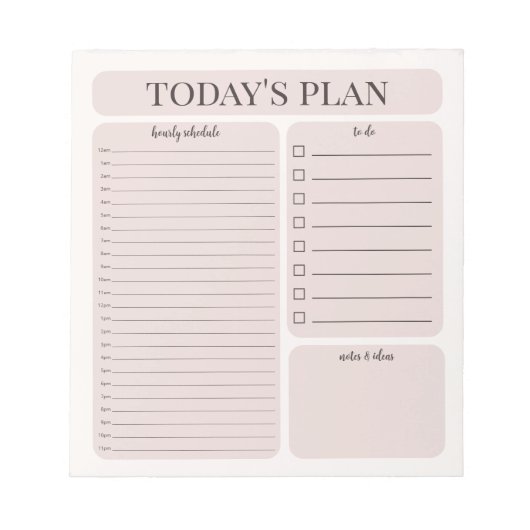Minimalistisch dagplanner notitieblok | Uurlijkse  (Voorkant)