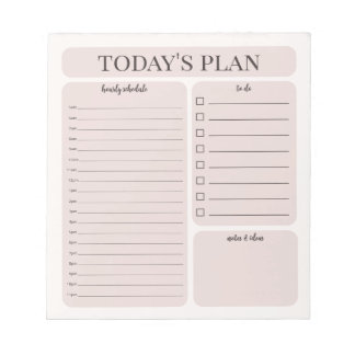 Minimalistisch dagplanner notitieblok | Uurlijkse