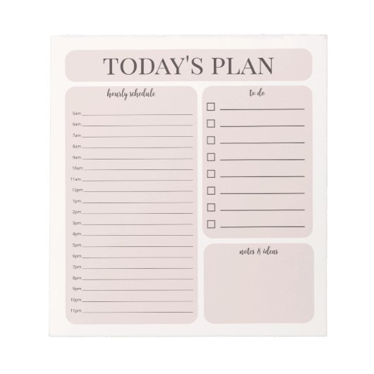 Minimalistisch dagplanner notitieblok | Uurlijkse (Voorkant)