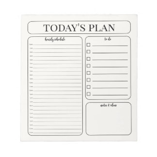 Minimalistisch dagplanner notitieblok | Uurlijkse